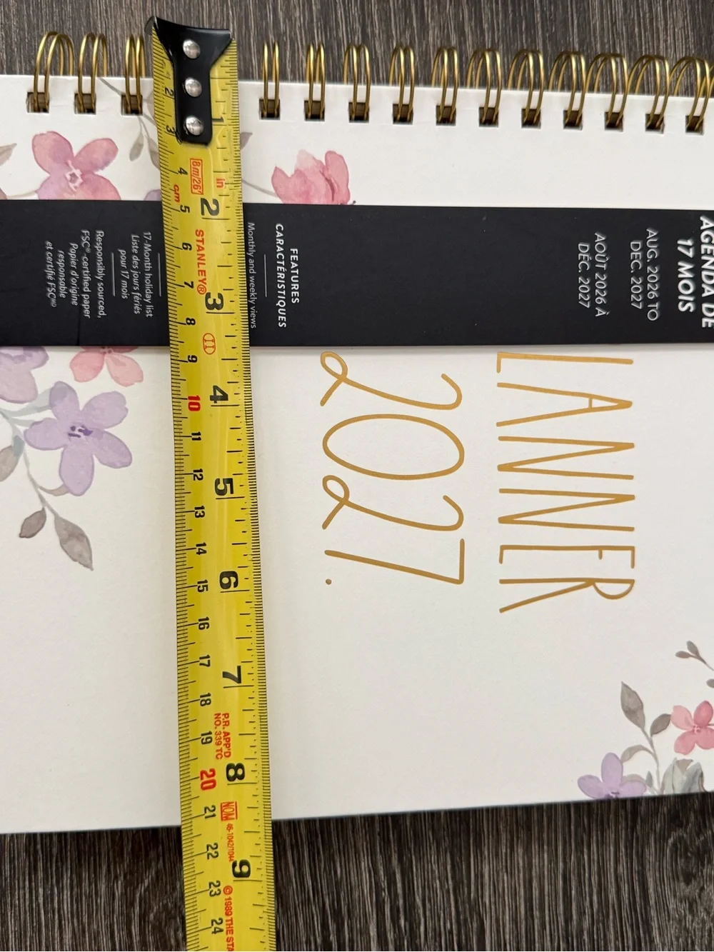 NWT Rae Dunn Floral Flower 2026-2027 Hard Cover Planner